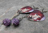 Rihanna Smelling a Rose Guitar Pick Earrings with Light Purple Pave Bead Dangles