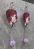 Rihanna Smelling a Rose Guitar Pick Earrings with Light Purple Pave Bead Dangles