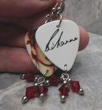 Rihanna Guitar Pick Earrings with Dark Red Swarovski Crystal Dangles