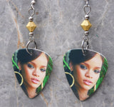 Rihanna Guitar Pick Earrings with Metallic Gold Swarovski Crystals