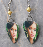 Rihanna Guitar Pick Earrings with Metallic Gold Swarovski Crystals