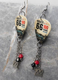 Route 66 100 Years Guitar Pick Earrings with 100 Stainless Steel Charms and Swarovski Crystal Dangles
