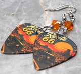 Route 66 Sunset Guitar Pick Earrings with Orange Swarovski Crystals