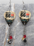 Route 66 100 Years Guitar Pick Earrings with Swarovski Crystal Dangles