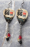 Route 66 100 Years Guitar Pick Earrings with Swarovski Crystal Dangles
