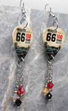 Route 66 100 Years Guitar Pick Earrings with Swarovski Crystal Dangles