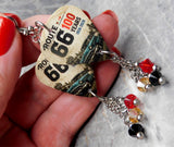 Route 66 100 Years Guitar Pick Earrings with Swarovski Crystal Dangles