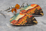 Classic Route 66 Guitar Pick Earrings with Fire Opal Swarovski Crystals