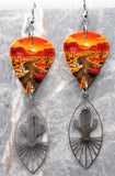Route 66 Guitar Pick Earrings with Stainless Steel Cactus Charms