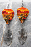 Route 66 Guitar Pick Earrings with Stainless Steel Cactus Charms