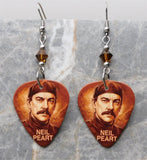 Rush Neil Peart Guitar Pick Earrings with Brown Swarovski Crystals