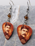 Rush Neil Peart Guitar Pick Earrings with Brown Swarovski Crystals