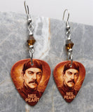 Rush Neil Peart Guitar Pick Earrings with Brown Swarovski Crystals