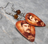 Rush Neil Peart Guitar Pick Earrings with Brown Swarovski Crystals