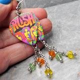Rush Colorful Group Illustration Guitar Pick Earrings with Swarovski Crystal Dangles