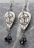 Rush 2112 The Spirit of Radio Guitar Pick Earrings with Black Swarovski Crystal Dangles