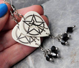 Rush 2112 The Spirit of Radio Guitar Pick Earrings with Black Swarovski Crystal Dangles