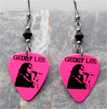 Rush Geddy Lee Guitar Pick Earrings with Black Swarovski Crystals