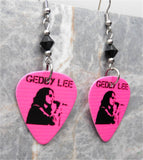 Rush Geddy Lee Guitar Pick Earrings with Black Swarovski Crystals