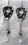 Rush On Stage Guitar Pick Earrings with Stainless Steel Guitar Charm and Swarovski Crystal Dangles