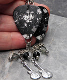 Rush On Stage Guitar Pick Earrings with Stainless Steel Guitar Charm and Swarovski Crystal Dangles