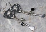 Rush On Stage Guitar Pick Earrings with Stainless Steel Guitar Charm and Swarovski Crystal Dangles