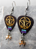 Rush 2112 Guitar Pick Earrings with Metallic Sunshine Swarovski Crystal Dangles