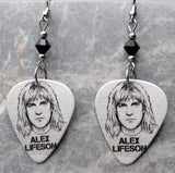 Rush Alex Lifeson Guitar Pick Earrings with Black Swarovski Crystals