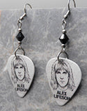 Rush Alex Lifeson Guitar Pick Earrings with Black Swarovski Crystals