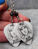 Rush Alex Lifeson Guitar Pick Earrings with Black Swarovski Crystals