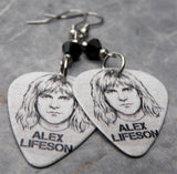 Rush Alex Lifeson Guitar Pick Earrings with Black Swarovski Crystals