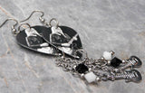 Rush Alex Lifeson Guitar Pick Earrings with Stainless Steel Guitar Charms and Swarovski Crystal Dangles
