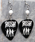 Rush Guitar Pick Earrings with White Swarovski Crystals