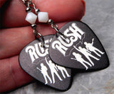 Rush Guitar Pick Earrings with White Swarovski Crystals
