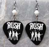 Rush Guitar Pick Earrings with White Swarovski Crystals