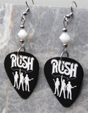 Rush Guitar Pick Earrings with White Swarovski Crystals