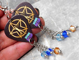 Rush 2112 Guitar Pick Earrings with Swarovski Crystal Dangles