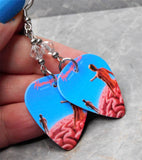 Rush Hemispheres Guitar Pick Earrings with Clear Swarovski Crystals