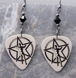 Rush 2112 The Spirit of Radio Guitar Pick Earrings with Black Swarovski Crystals