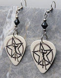 Rush 2112 The Spirit of Radio Guitar Pick Earrings with Black Swarovski Crystals