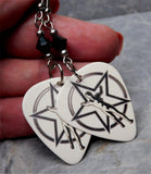 Rush 2112 The Spirit of Radio Guitar Pick Earrings with Black Swarovski Crystals