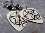 Rush 2112 The Spirit of Radio Guitar Pick Earrings with Black Swarovski Crystals