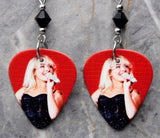 Sabrina Carpenter Guitar Pick Earrings with Jet Black Swarovski Crystals