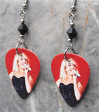 Sabrina Carpenter Guitar Pick Earrings with Jet Black Swarovski Crystals