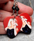Sabrina Carpenter Guitar Pick Earrings with Jet Black Swarovski Crystals