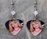 Sabrina Carpenter Guitar Pick Earrings with Rose Opal Swarovski Crystals