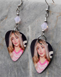 Sabrina Carpenter Guitar Pick Earrings with Rose Opal Swarovski Crystals