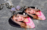 Sabrina Carpenter Guitar Pick Earrings with Rose Opal Swarovski Crystals