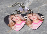 Sabrina Carpenter Guitar Pick Earrings with Rose Opal Swarovski Crystals