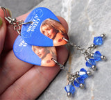 Sabrina Carpenter Short N' Sweet Guitar Pick Earrings with Blue Swarovski Crystal Dangles